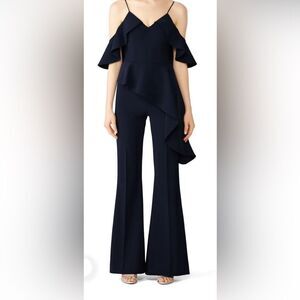 Christian Siriano Navy Cold Shoulder Jumpsuit Size 0